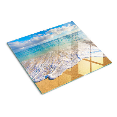 Planche à découper verre Plage avec vagues et nuages