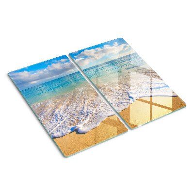 Planche à découper verre Plage avec vagues et nuages