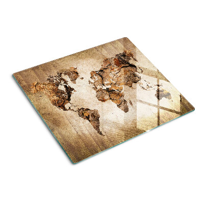 Planche à découper en verre Carte du monde vintage