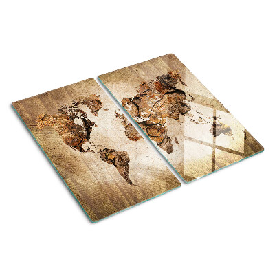 Planche à découper en verre Carte du monde vintage