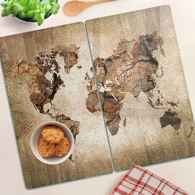 Planche à découper en verre Carte du monde vintage