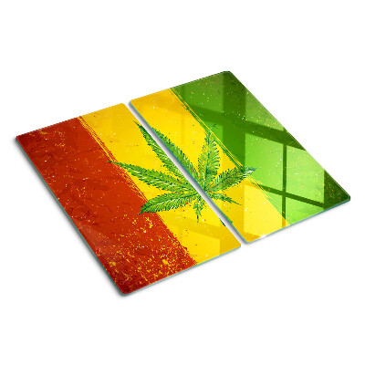 Planche à découper en verre Feuille de chanvre sur fond coloré