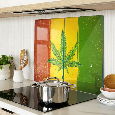 Planche à découper en verre Feuille de chanvre sur fond coloré