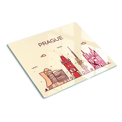 Planche à découper verre Prague - vue sur la ville