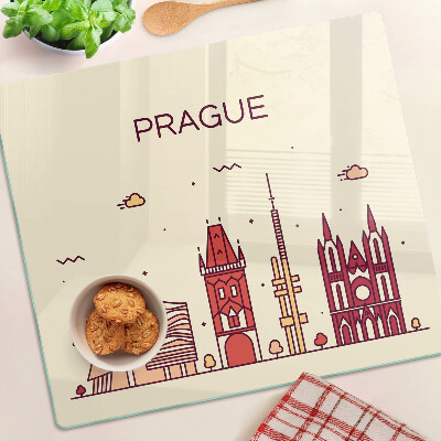 Planche à découper verre Prague - vue sur la ville