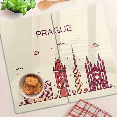 Planche à découper verre Prague - vue sur la ville