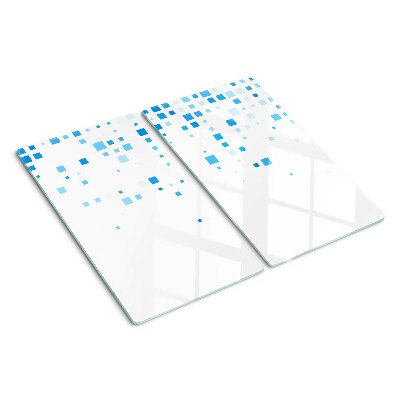 Planche à découper en verre Carrés bleus sur fond blanc