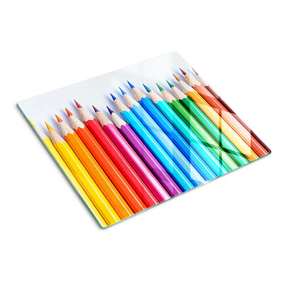 Planche à découper verre Crayons de couleur en rangée