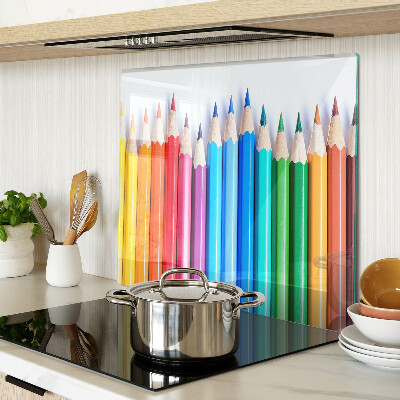 Planche à découper verre Crayons de couleur en rangée