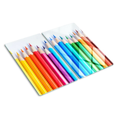 Planche à découper verre Crayons de couleur en rangée