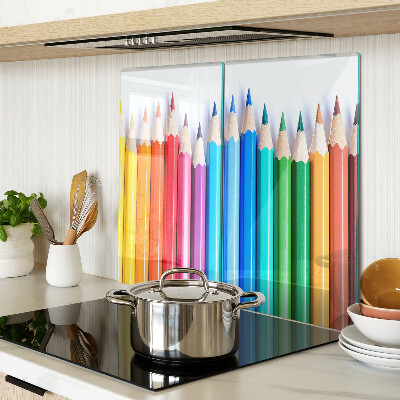 Planche à découper verre Crayons de couleur en rangée