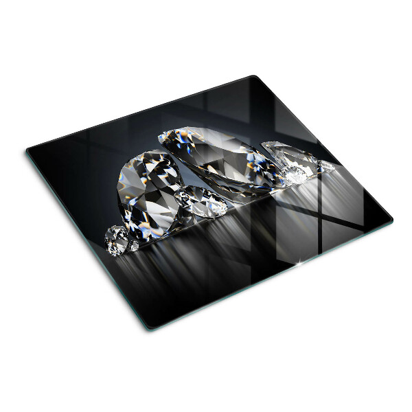 Planche à découper verre Diamants sur fond noir