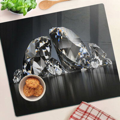 Planche à découper verre Diamants sur fond noir