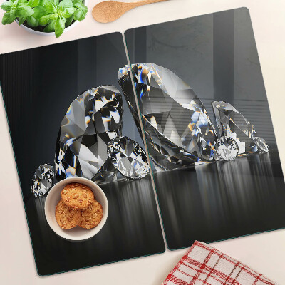 Planche à découper verre Diamants sur fond noir