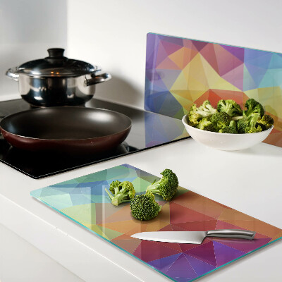 Planche à découper verre Géométrie des triangles colorés