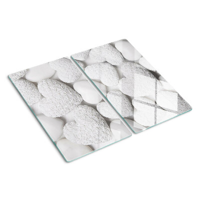 Planche à découper verre Coeurs blancs avec un motif