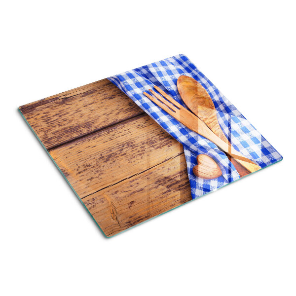 Planche à découper en verre Thème de cuisine avec accessoires en bois
