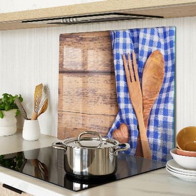 Planche à découper en verre Thème de cuisine avec accessoires en bois