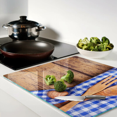Planche à découper en verre Thème de cuisine avec accessoires en bois