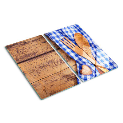 Planche à découper en verre Thème de cuisine avec accessoires en bois