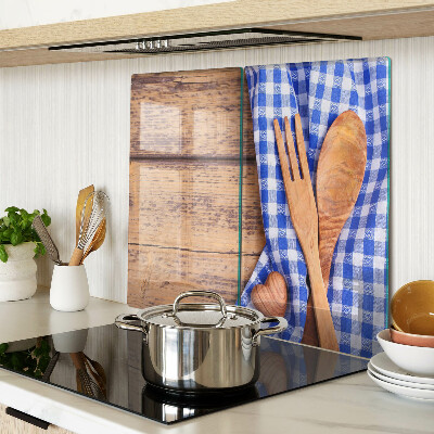 Planche à découper en verre Thème de cuisine avec accessoires en bois
