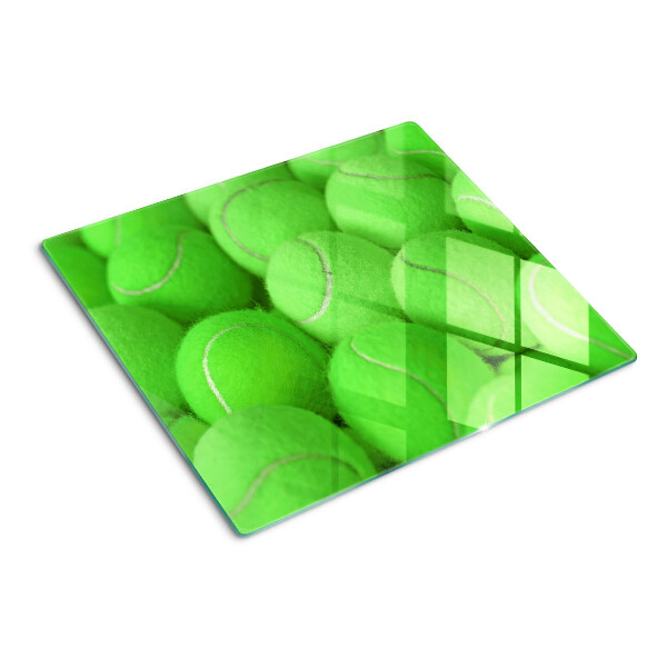 Planche à découper verre Balles de tennis sur fond vert
