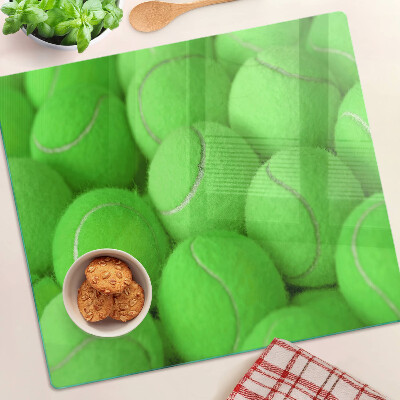 Planche à découper verre Balles de tennis sur fond vert