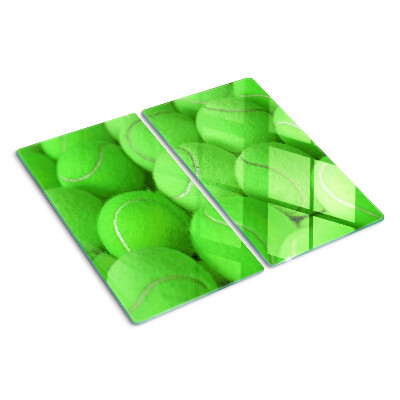 Planche à découper verre Balles de tennis sur fond vert
