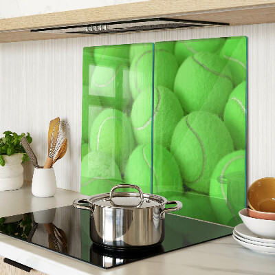Planche à découper verre Balles de tennis sur fond vert