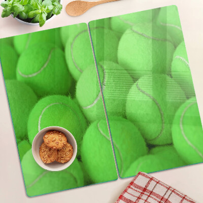 Planche à découper verre Balles de tennis sur fond vert