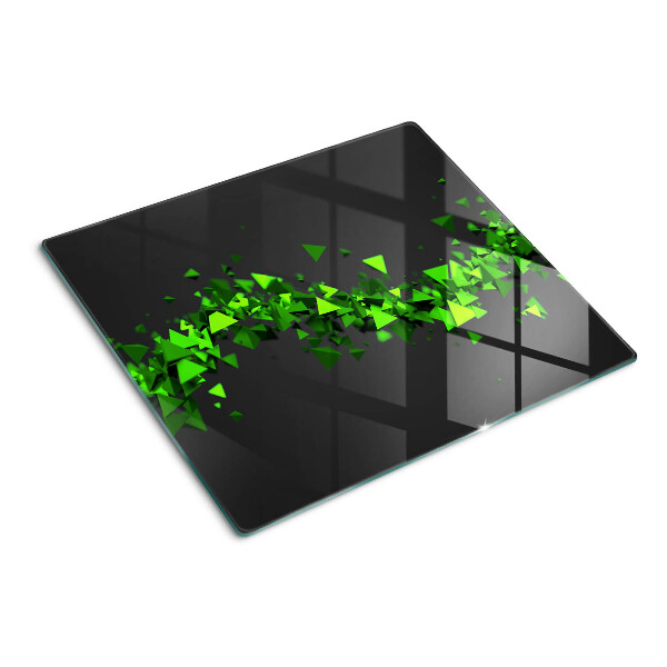 Planche à découper en verre Triangles verts sur fond noir