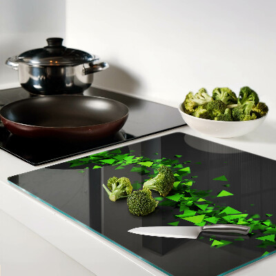 Planche à découper en verre Triangles verts sur fond noir