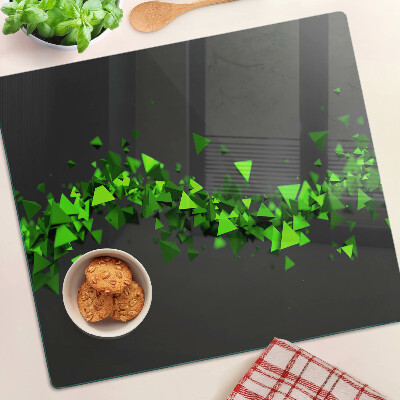 Planche à découper en verre Triangles verts sur fond noir