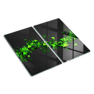 Planche à découper en verre Triangles verts sur fond noir