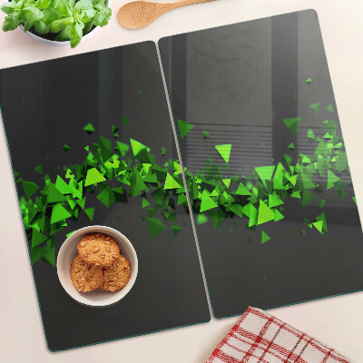 Planche à découper en verre Triangles verts sur fond noir