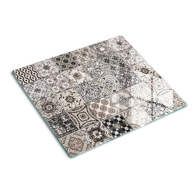 Planche à découper en verre Motifs de carreaux dans des tons de gris