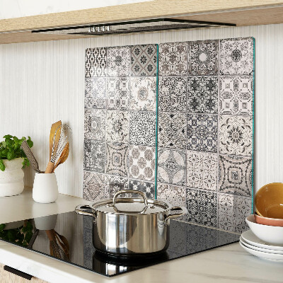 Planche à découper en verre Motifs de carreaux dans des tons de gris