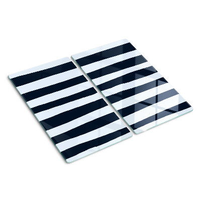 Planche à découper en verre Rayures verticales bleu marine et blanches