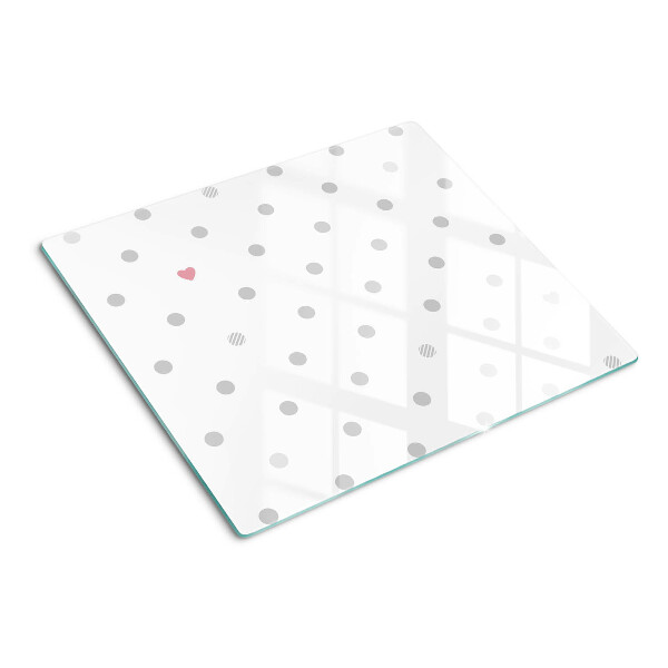Planche à découper en verre Des points et un cœur