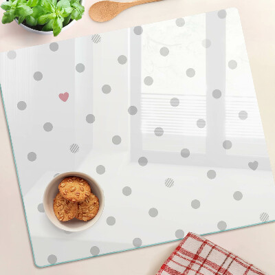 Planche à découper en verre Des points et un cœur