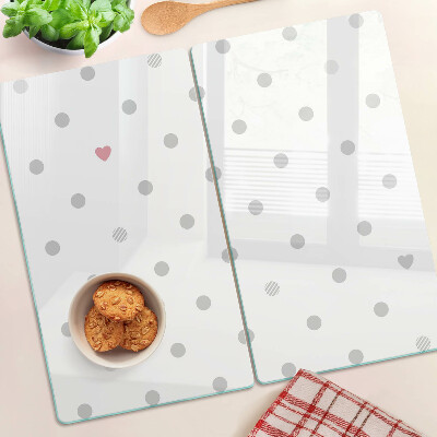 Planche à découper en verre Des points et un cœur