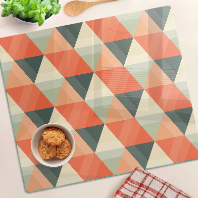 Planche à découper en verre Triangles dans les tons orange