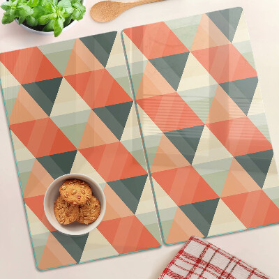 Planche à découper en verre Triangles dans les tons orange