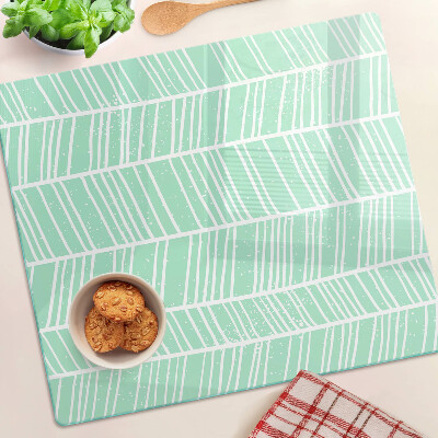 Planche à découper verre Rayures vertes avec lignes blanches