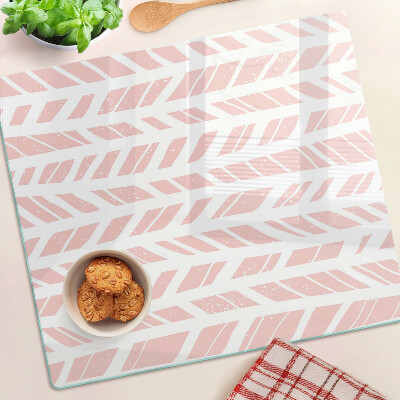 Planche à découper verre Feuilles dans une teinte rose