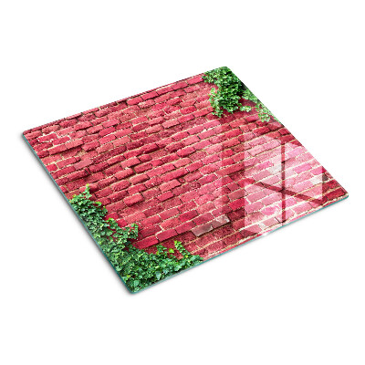 Planche à découper en verre Mur de briques avec des plantes