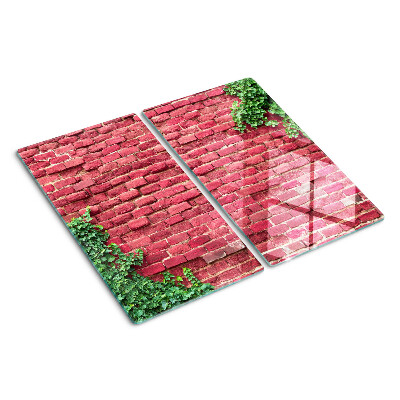 Planche à découper en verre Mur de briques avec des plantes