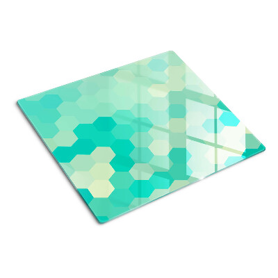 Planche à découper verre Motif hexagonal dans les tons turquoise
