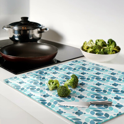 Planche à découper verre Feuilles aux tons bleus