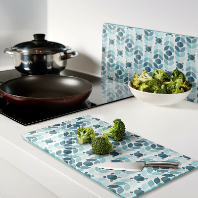Planche à découper verre Feuilles aux tons bleus